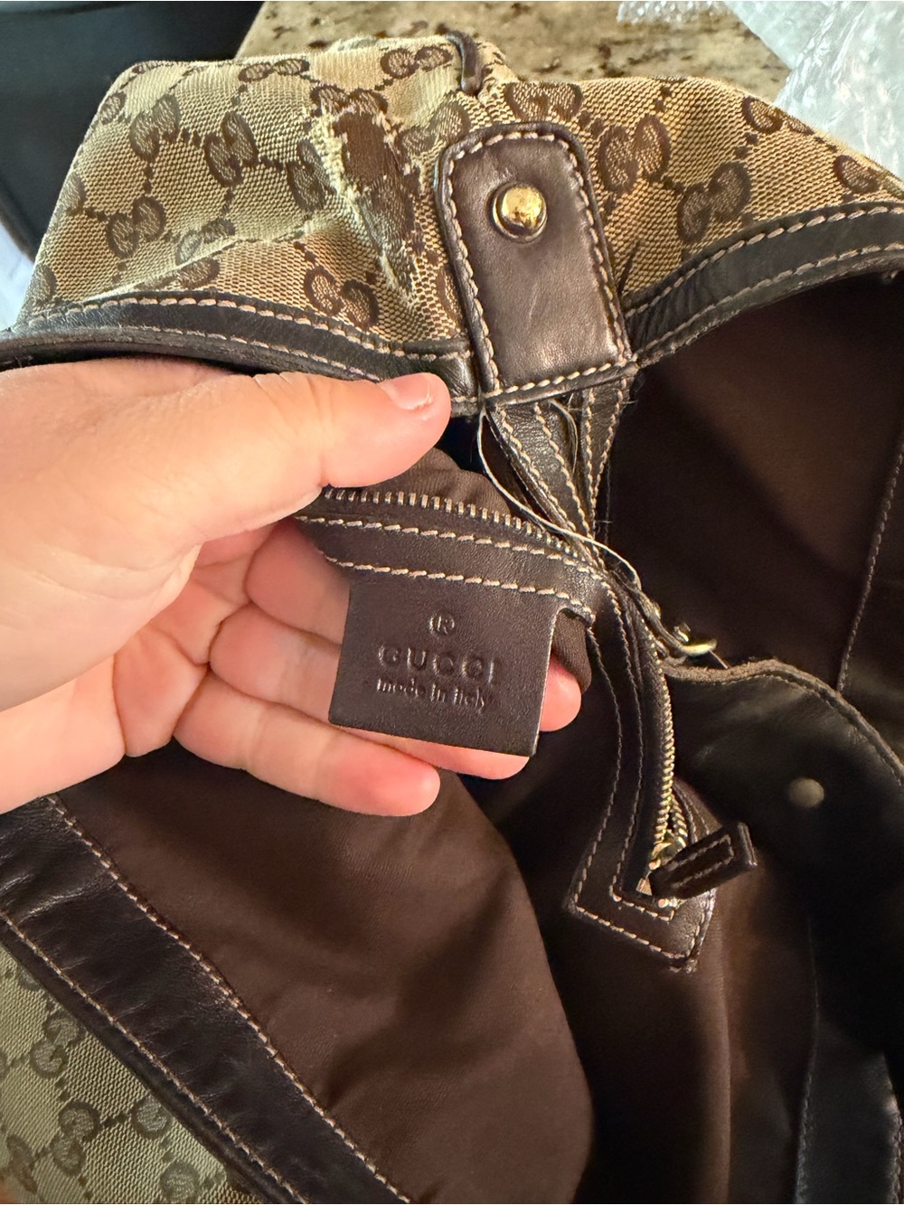 Gucci Tan and Brown GG Canvas Hobo Bag - Picture 7 of 8